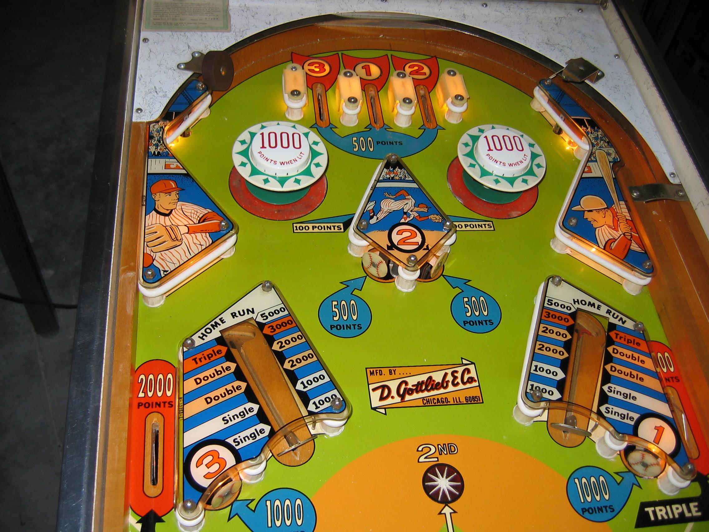 1970 gottlieb baseball pinball machine